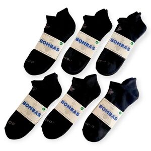 BOMBAS Ankle Sock Tech 6Pck Men's XL Solid Black Honeycomb Arch Support …